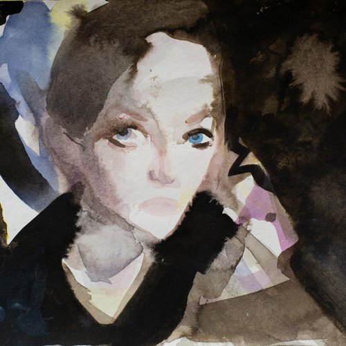 Selbstportrait – Evil Me – Aquarell und Tusche auf Papier